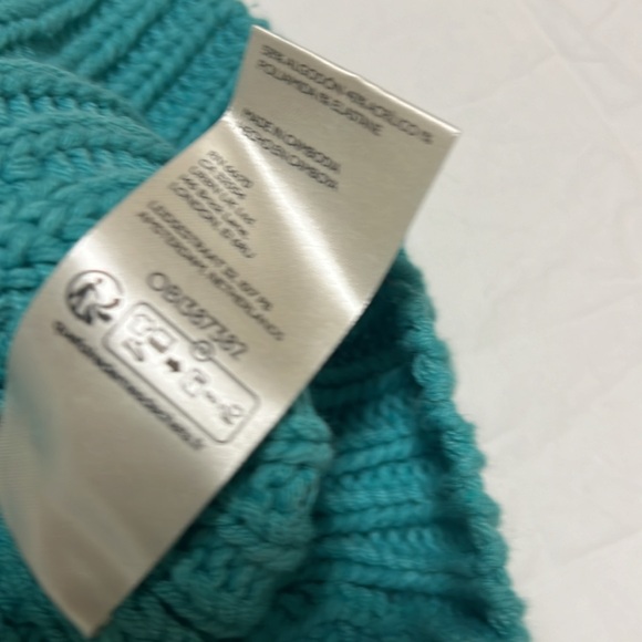 Free people Cardigan  Crochet Sweater size L Turquoise NWOT - Picture 11 of 13